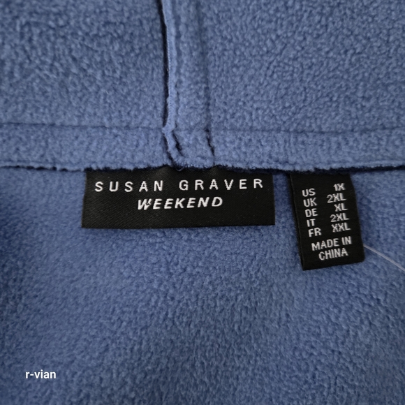 Susan Graver Cozy Fleece Coat Navy/Royal Blue Size 1X New without tags - Picture 4 of 4